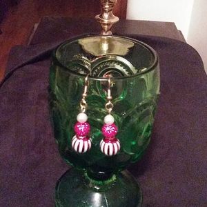Sparkly red and white earrings